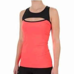 90 Degree by Reflex Racerback Colorblock Cutout Back Yoga Gym Tank Top L